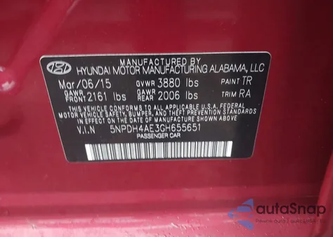 2016 Hyundai Elantra Se from USA, damaged, VIN 5NPDH4AE3GH655651